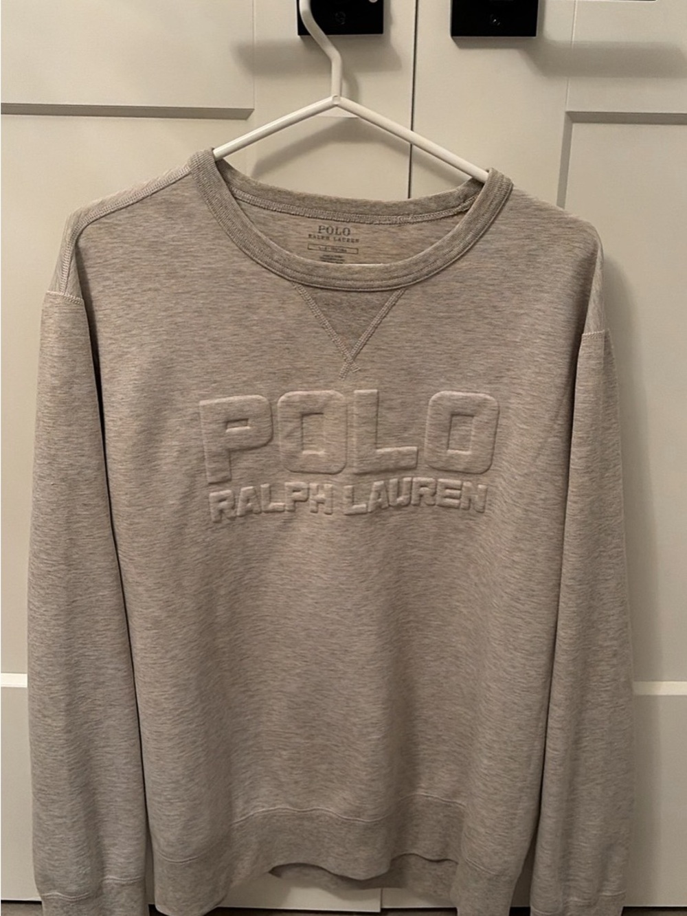 Ralph Lauren Neutral Embossed POLO Crewneck Sweatshirt